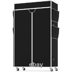 Heavy Duty Double Clothes Rail Rack Garment Hanging Stand Open Wardrobe Shelf UK