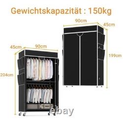 Heavy Duty Double Clothes Rail Rack Garment Hanging Stand Open Wardrobe Shelf UK