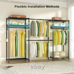 Heavy Duty Double Clothes Rail Rack Garment Hanging Stand Open Wardrobe Shelf UK