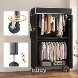 Heavy Duty Double Clothes Rail Rack Garment Hanging Stand Open Wardrobe Shelf UK