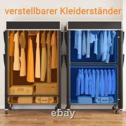 Heavy Duty Double Clothes Rail Rack Garment Hanging Stand Open Wardrobe Shelf UK