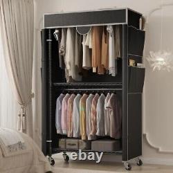 Heavy Duty Double Clothes Rail Rack Garment Hanging Stand Open Wardrobe Shelf UK