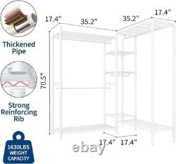 Heavy Duty Double Clothes Rail Rack Garment Hanging Stand Open Wardrobe Shelf UK