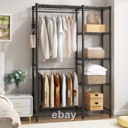 Heavy Duty Double Clothes Rail Rack Garment Hanging Stand Open Wardrobe Shelf UK