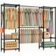 Heavy Duty Double Rail Clothes Garment Hanging Rack Shelf Display Stand Adjustab