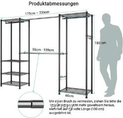 Heavy Duty Double Rail Clothes Garment Hanging Rack Shelf Display Stand Adjustab
