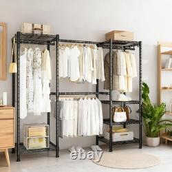 Heavy Duty Double Rail Clothes Garment Hanging Rack Shelf Display Stand Adjustab