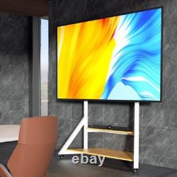 Heavy Duty Floor TV Stand Industrial Wood Shelf Mobile TV Cart for 65-100 LCD
