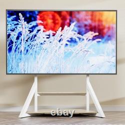 Heavy Duty Floor TV Stand Industrial Wood Shelf Mobile TV Cart for 65-100 LCD