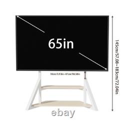 Heavy Duty Floor TV Stand Industrial Wood Shelf Mobile TV Cart for 65-100 LCD