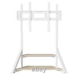 Heavy Duty Floor TV Stand Industrial Wood Shelf Mobile TV Cart for 65-100 LCD