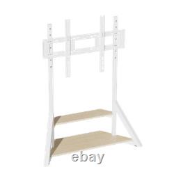 Heavy Duty Floor TV Stand Industrial Wood Shelf Mobile TV Cart for 65-100 LCD