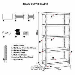 Heavy Duty Garage Racking Storage Shelving Units Boltless Thicken Shelves 5 Tier