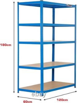 Heavy Duty Garage Shelving 5 Tier Steel Racking 200kg Shelf 180x120x60