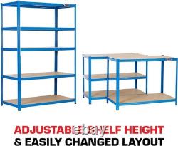 Heavy Duty Garage Shelving 5 Tier Steel Racking 200kg Shelf 180x120x60