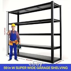 Heavy Duty Garage Shelving Extra Large Metal Storage Rack, 5 Tier, Holds Up to
