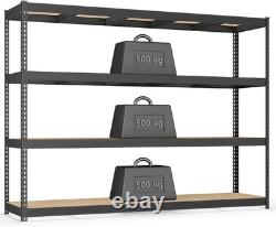 Heavy Duty Garage Shelving Unit 4 Tier 60x240x183 cm Storage Rack 2000 kg Load