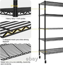 Heavy Duty Garage Shelving Unit, 91.3x45.7x190.5cm, 5 Tier, Black