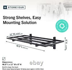 Heavy Duty Garage Wall Shelving 180kg with Hooks 2 Pack Steel Storage Rack