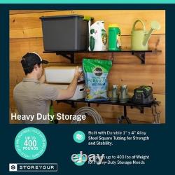 Heavy Duty Garage Wall Shelving 180kg with Hooks 2 Pack Steel Storage Rack