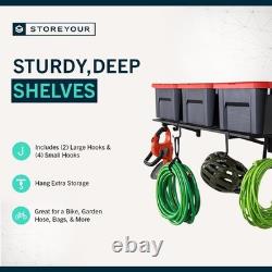 Heavy Duty Garage Wall Shelving 180kg with Hooks 2 Pack Steel Storage Rack