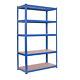 Heavy Duty Metal 5 Tier Boltless Shelving Racking In Blue Red Black Grey Colours