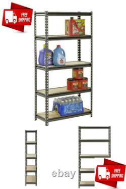Heavy Duty Metal Adjustable Steel Storage Garage Unit 5 Shelves Home Organizer