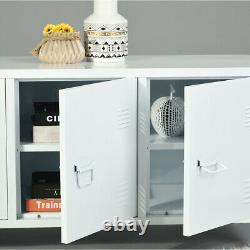 Heavy Duty Metal Cabinet 3 Door Cupboard Organizer Console Stand with 2 Shelves