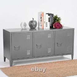 Heavy Duty Metal Cabinet 3 Door Cupboard Organizer Console Stand with 2 Shelves