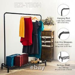 Heavy Duty Metal Clothes Hanging Rail Clothing Coat Stand with Shoe Rack Shelf