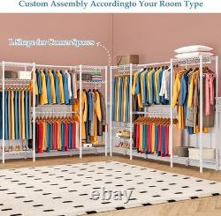 Heavy Duty Metal Clothes Rail Storage Garment Shelf with 4 Hanging Rods Stand Rack