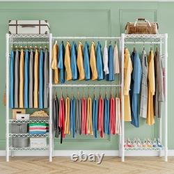 Heavy Duty Metal Clothes Rail Storage Garment Shelf with 4 Hanging Rods Stand Rack