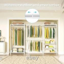 Heavy Duty Metal Clothes Rail Storage Garment Shelf with 4 Hanging Rods Stand Rack