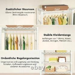 Heavy Duty Metal Clothes Rail Storage Garment Shelf with 4 Hanging Rods Stand Rack