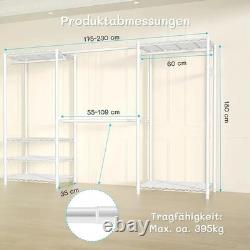 Heavy Duty Metal Clothes Rail Storage Garment Shelf with 4 Hanging Rods Stand Rack