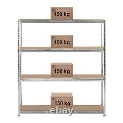 Heavy Duty Metal Shelf Cellar Shelf 160 x 40 x 180 cm for 4 x 150 kg grey