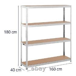 Heavy Duty Metal Shelf Cellar Shelf 160 x 40 x 180 cm for 4 x 150 kg grey