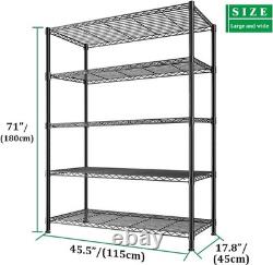 Heavy Duty Metal Storage Shelving Unit 5 Tier 115x45x180cm Wire Garage Shelf