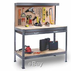 Heavy Duty Metal Work Bench Garage Unit Tool Storage Drawer Sturdy Steel Shelf