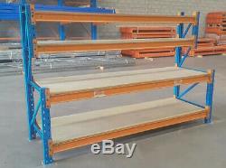Heavy Duty Pallet Racking Work / Packing Bench (2400mm x 900mm) With Shelves