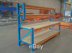 Heavy Duty Pallet Racking Work / Packing Bench (2400mm x 900mm) With Shelves