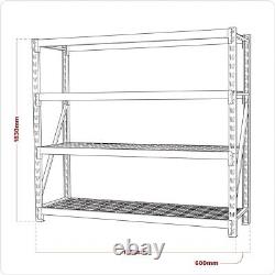 Heavy-Duty Racking Unit with 4 Mesh Shelves 640kg Capacity Per Level 1956mm