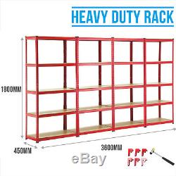 Heavy Duty Shelving Racking 4 Bay 5 Tier Metal Steel Boltless Garage Shelves
