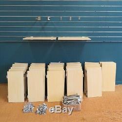 Heavy Duty Shop Retail Wooden Slatwall Shelves, plus brackets & 3 types of hook