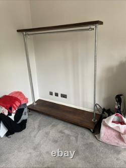 Heavy Duty Shop Style Clothes Rail Storage Shelf Hanging Display Stand Rack