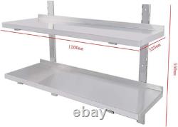 Heavy Duty Stainless Steel Wall Shelf 100x30cm Commercial Kitchen Storage Rack