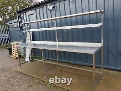 Heavy Duty Stainless Steel Work Table With 2 Tier Shelving 2900mm Wide