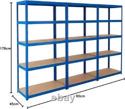 Heavy Duty Steel Garage Shelving 5 Tier 1000kg Blue 179x90x45cm Storage