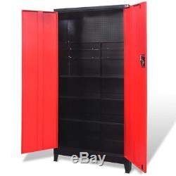 Heavy Duty Steel Tool Cabinet Workshop Storage Chest Tool Box Shelves&Door Red