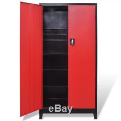 Heavy Duty Steel Tool Cabinet Workshop Storage Chest Tool Box Shelves&Door Red